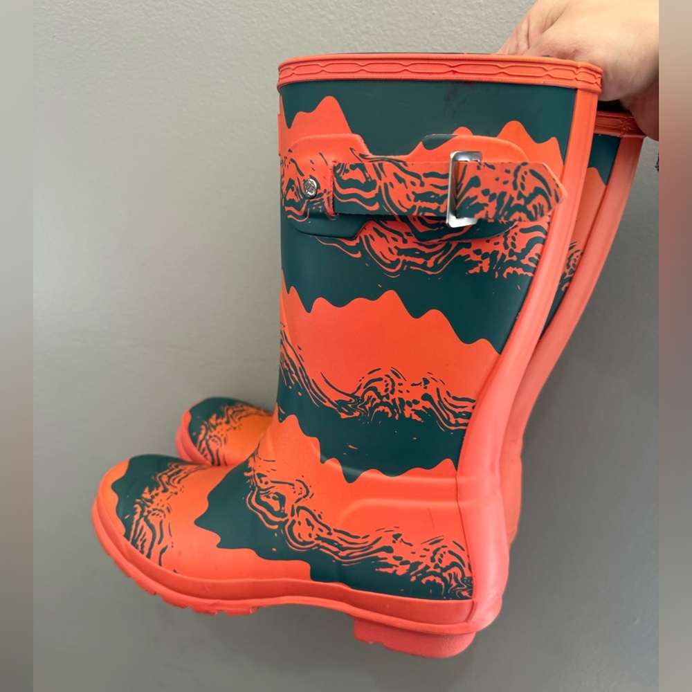 Hunter Short Rain Boots Women's Size 8 Pink Storm Stripe Waterproof Rubber